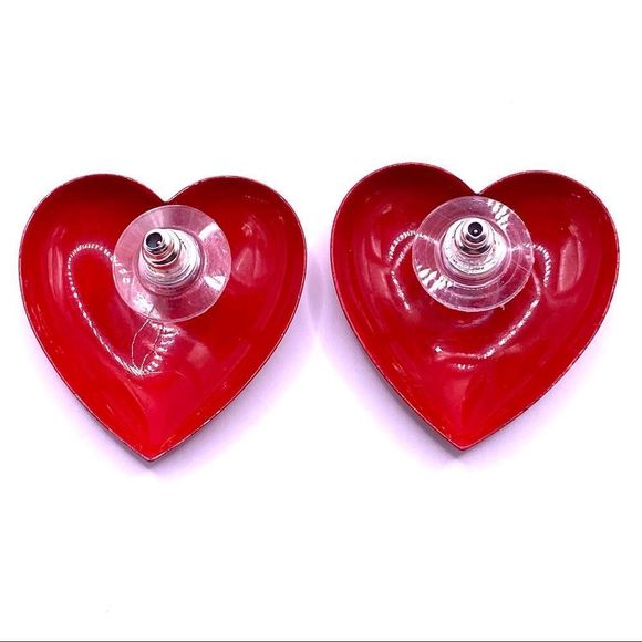 𝅺VINTAGE Red Heart Earrings - Picture 3 of 6